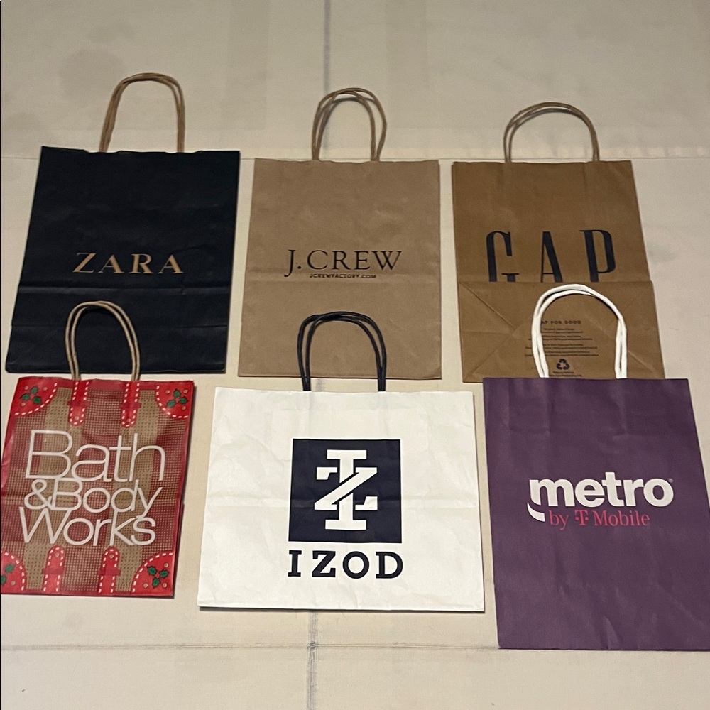 Collection Of Retail Shopping Bags Lot of 6